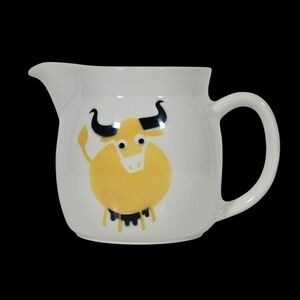 Vtg Arabia Finland Heluna Yellow Cow Bull Pitcher Creamer MCM Scandi Kaj Franck